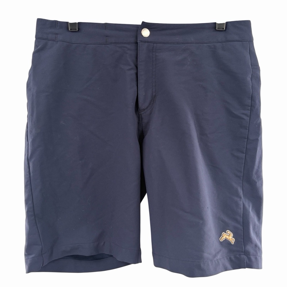 Tracksmith Longfellow 8" Shorts Men's size  32 Navy Blue Embroidered Pockets